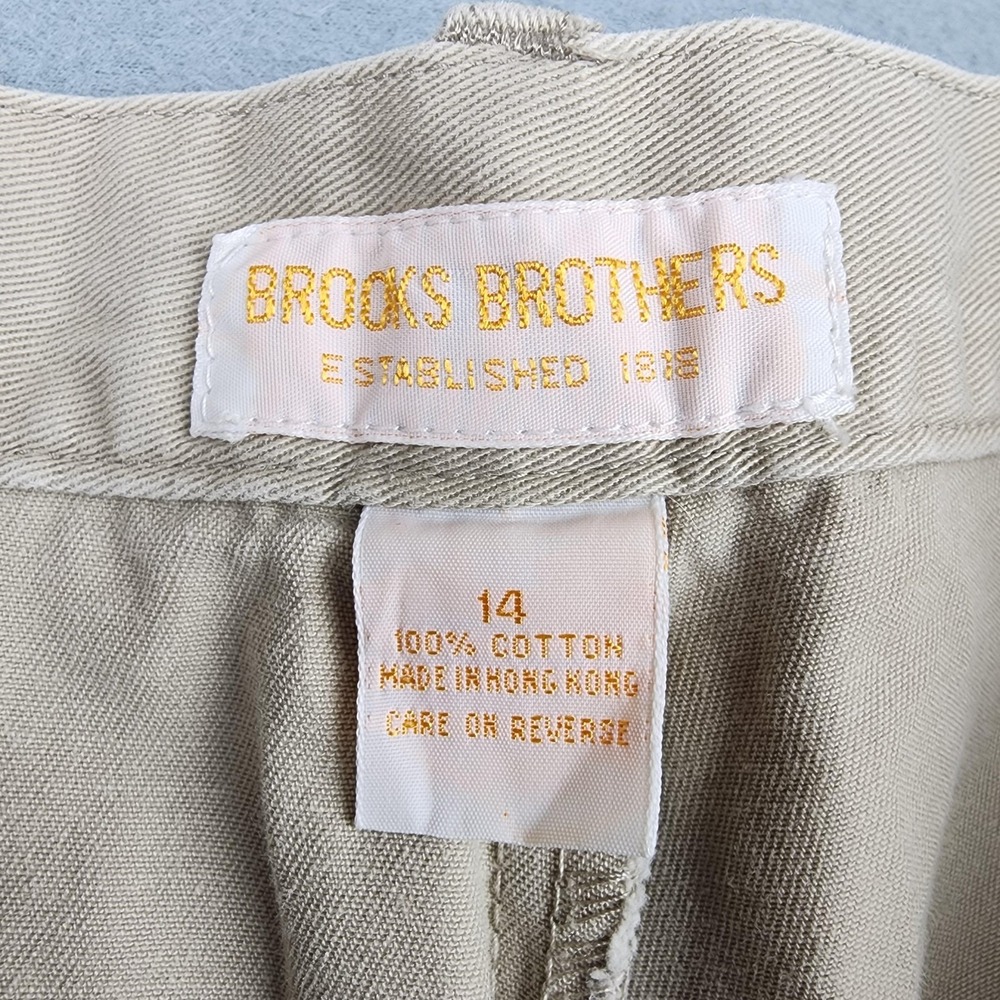 Brooks Brothers Pants Womens 14 Beige Chino 100% Cotton Relaxed Twill High Waist - Picture 2 of 9
